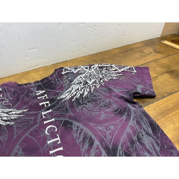 Affliction L Large Womens Short Sleeve T Shirt Graphic Tee Wings Cross USA - Picture 12 of 12